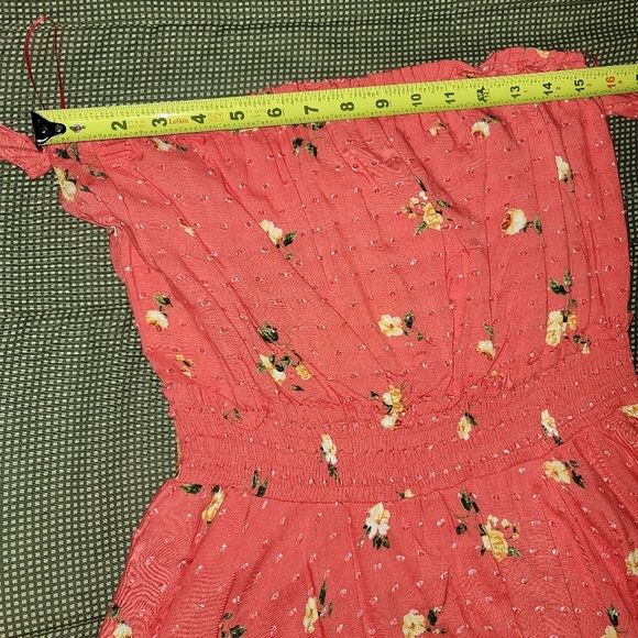 Favlux Women's Red 100% Rayon Ruffle Swiss Dot Floral Casual Romper Size Large - Picture 11 of 16